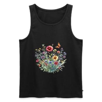 Boho Blumengarten Vintage Blumen Wildblumen - Männer Premium Bio Tank Top - Schwarz - Vorne - AI Model Male 178 light (178cm)