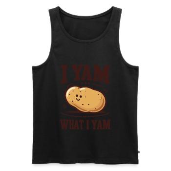 I Yam What I Yam Funny Potato - Débardeur bio Premium Homme - noir - Devant - Michal (187cm)