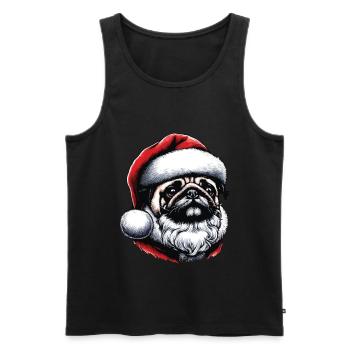 Christmas Santa Pug - Men's Premium Organic Tank Top - black - Front - AI Model Male 178 light (178cm)