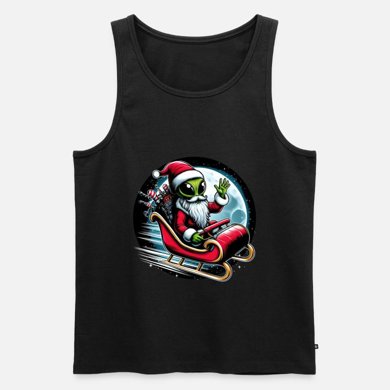 Deep Space Santa Alien - Männer Premium Bio Tank Top - Schwarz