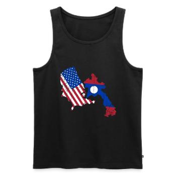 Drapeau semi-américain américain du Laos - Débardeur bio Premium Homme - noir - Devant - AI Model Male 178 light (178cm)