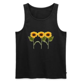 Three sunflowers - Men's Premium Organic Tank Top - black - Front - AI Model Male 178 light (178cm)