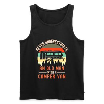 Never Underestimate An Old Man With A Camper Van - Men's Premium Organic Tank Top - black - Front - Michal (187cm)