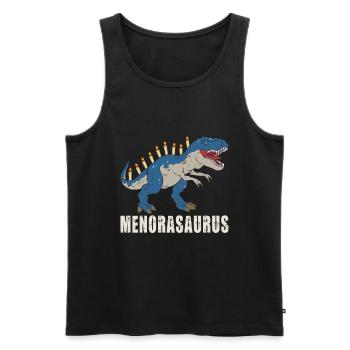 Menorasaurus Rex, TRex Chanukka Dinosaurier - Männer Premium Bio Tank Top - Schwarz - Vorne - Michal (187cm)