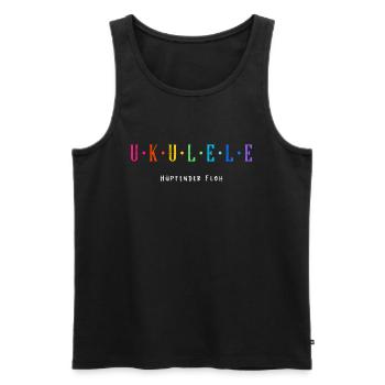 Ukulele - Hüpfender Floh - Bunte Buchstaben - Männer Premium Bio Tank Top - Schwarz - Vorne - Michal (187cm)