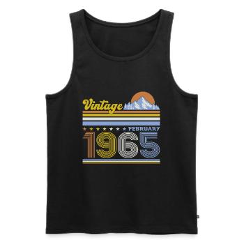 60. Geburtstag Geschenk Mann Original Februar 1965 - Männer Premium Bio Tank Top - Schwarz - Vorne - Michal (187cm)