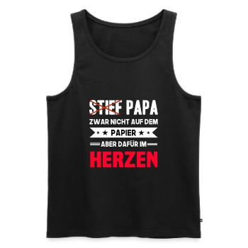 Stiefpapa Stiefvater Vatertag Geschenk T-Shirt - Männer Premium Bio Tank Top - Schwarz - Vorne - Michal (187cm)