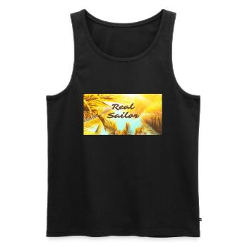 Real Sailor Sunseeker Outfit Urlaub Geschenkidee - Männer Premium Bio Tank Top - Schwarz - Vorne - Michal (187cm)