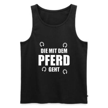 DIE MIT DEM PFERD GEHT - HUFEISEN - PFERDE - Männer Premium Bio Tank Top - Schwarz - Vorne - Michal (187cm)