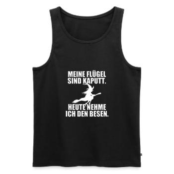 HEXE - HALLOWEEN - MEINE FLÜGEL SIND KAPUTT... - Männer Premium Bio Tank Top - Schwarz - Vorne - Michal (187cm)