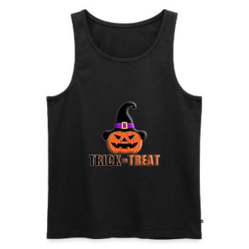 KÜRBIS - HALLOWEEN - SÜßES ODER SAURES - Männer Premium Bio Tank Top - Schwarz - Vorne - AI Model Male 178 light (178cm)