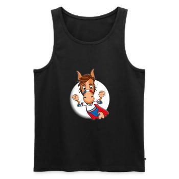 PFERD - SUPERHELD - MONDSCHEIN - HELD - PONY - Männer Premium Bio Tank Top - Schwarz - Vorne - Michal (187cm)