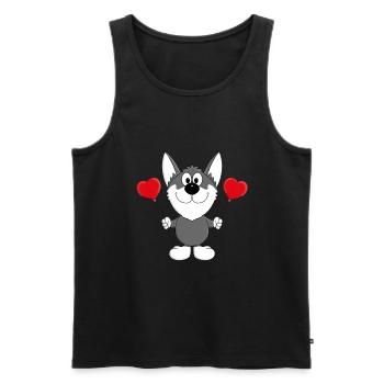 WOLF - TIER - LIEBE - LUFTBALLONS - TIERE - WÖLFE - Männer Premium Bio Tank Top - Schwarz - Vorne - Michal (187cm)