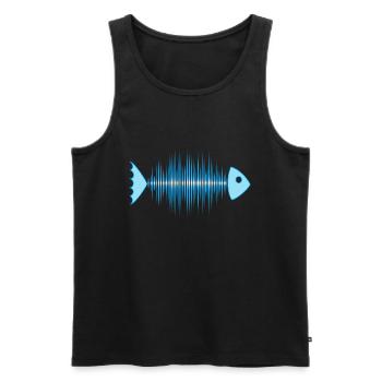 Fisch verstrahlt, Skelett, Frequenz, Musik, Kurve - Männer Premium Bio Tank Top - Schwarz - Vorne - AI Model Male 178 light (178cm)