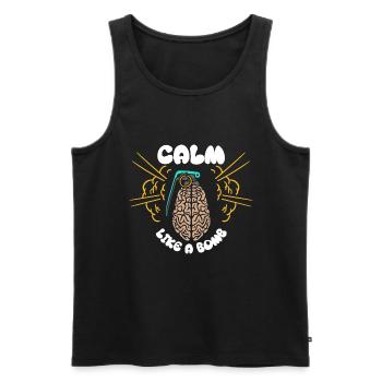 Calm as a bomb National - Men's Premium Organic Tank Top - black - Front - AI Model Male 178 light (178cm)