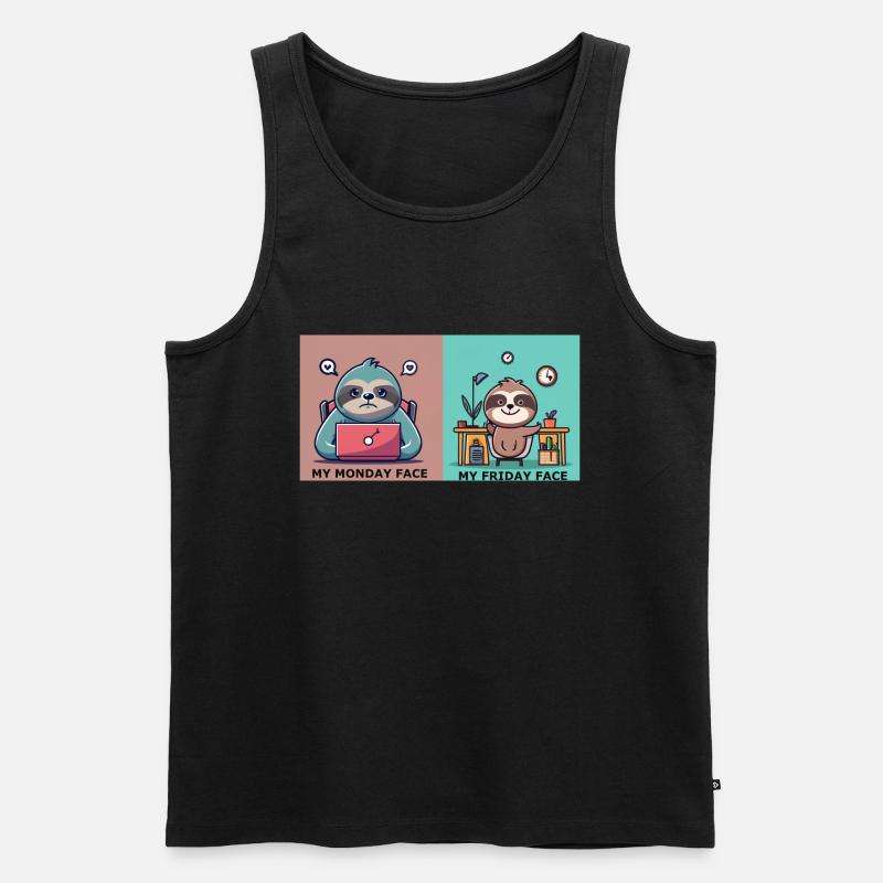 Faultier Arbeiten Geschenk - Männer Premium Bio Tank Top - Schwarz