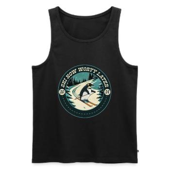 Ski now - worry later - Men's Premium Organic Tank Top - black - Front - AI Model Male 178 light (178cm)