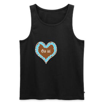Ois isi - bayrisches Lebkuchen Herz Blau - Wiesn - Männer Premium Bio Tank Top - Schwarz - Vorne - Michal (187cm)