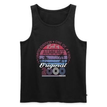 Original August 2000 22nd Birthday Gift Fun - Men's Premium Organic Tank Top - black - Front - AI Model Male 178 light (178cm)