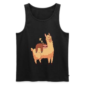 cadeau lama paresseux drôle - Débardeur bio Premium Homme - noir - Devant - Michal (187cm)