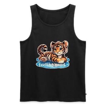 Tiger baby who feels good - Men's Premium Organic Tank Top - black - Front - AI Model Male 178 light (178cm)