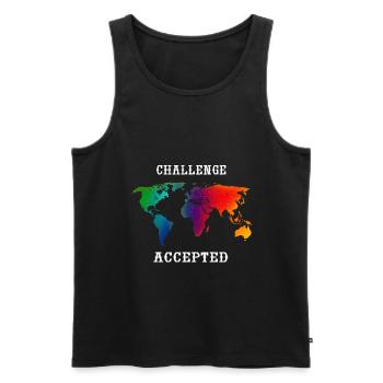 Weltreise Challenge Accepted - Männer Premium Bio Tank Top - Schwarz - Vorne - AI Model Male 178 light (178cm)