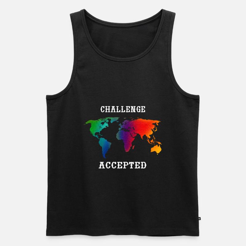 Weltreise Challenge Accepted - Männer Premium Bio Tank Top - Schwarz