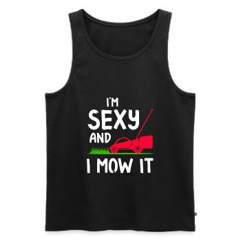 Cadeau de tondeuse à gazon sexy jardinier jardinier tondre - Débardeur bio Premium Homme - noir - Devant - Michal (187cm)