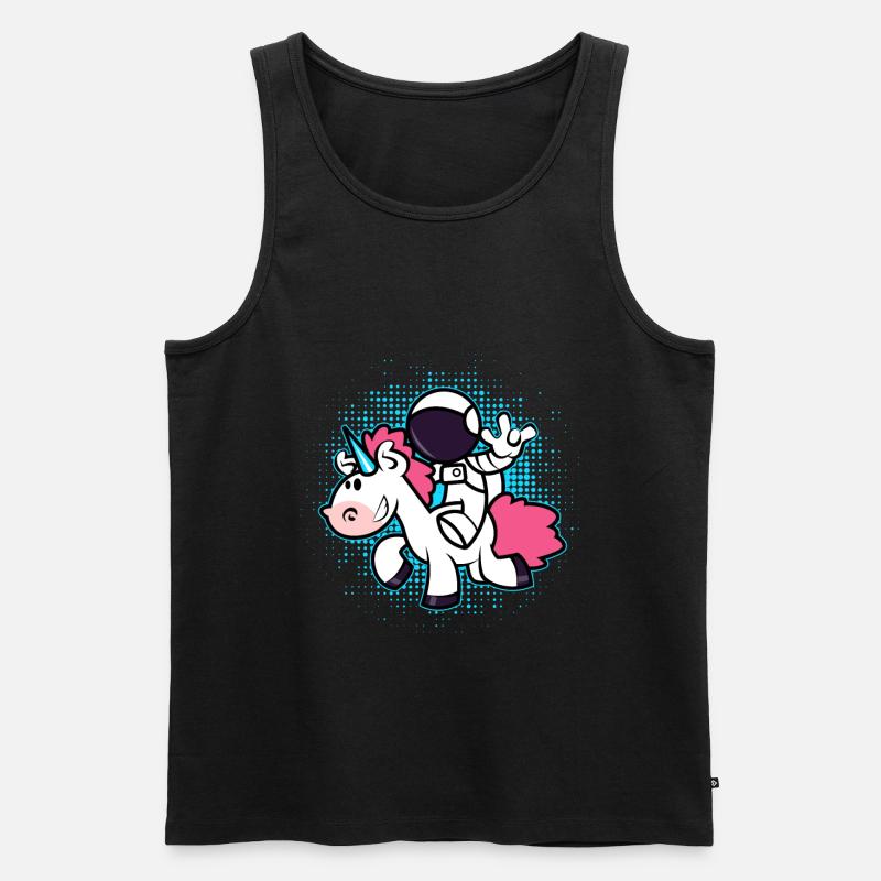 Astronaut Einhorn - Männer Premium Bio Tank Top - Schwarz