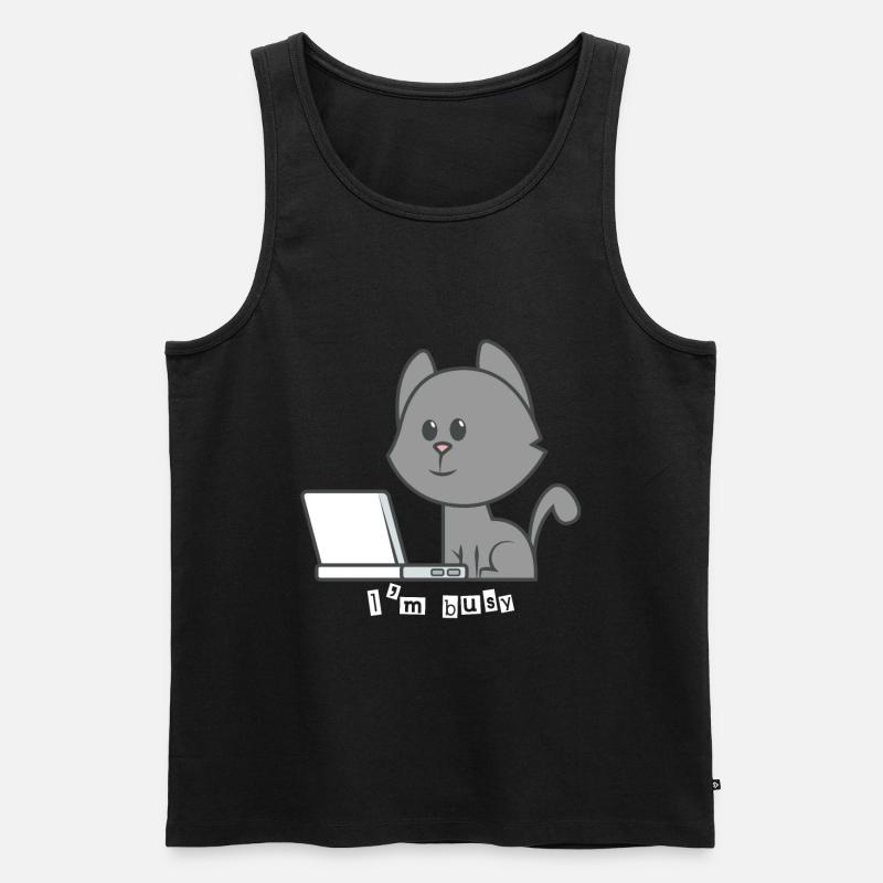 Katze Laptop - Männer Premium Bio Tank Top - Schwarz