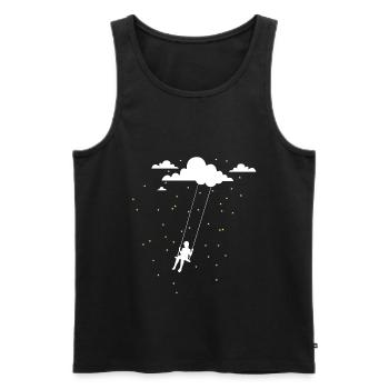 Balançoire ciel étoiles - Débardeur bio Premium Homme - noir - Devant - AI Model Male 178 light (178cm)