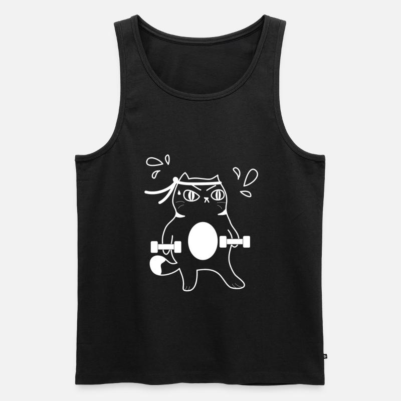 Katzen Workout - Männer Premium Bio Tank Top - Schwarz