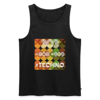 303 808 909 Techno Retro Shirt - Débardeur bio Premium Homme - noir - Devant - AI Model Male 178 light (178cm)