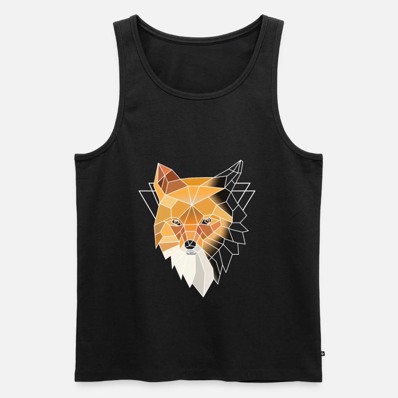 Oranger Polygonal Fuchs - Männer Premium Bio Tank Top - Schwarz