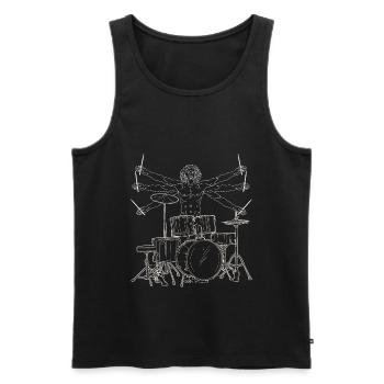 Vitruvian drummer - Men's Premium Organic Tank Top - black - Front - AI Model Male 178 light (178cm)