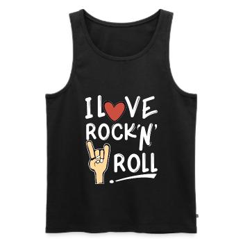 J'adore le rock n roll - Débardeur bio Premium Homme - noir - Devant - Michal (187cm)