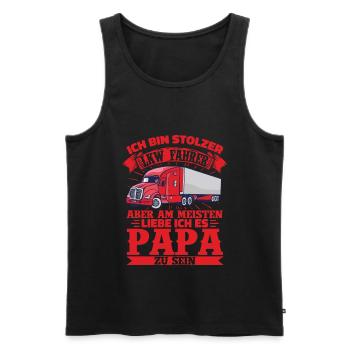 Stolzer LKW Papa Ich Bin LKW Fahrer Und Vater - Männer Premium Bio Tank Top - Schwarz - Vorne - Michal (187cm)