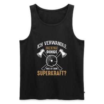 Ich Verwandle Holz In Tolle Dinge | Schreiner Holz - Männer Premium Bio Tank Top - Schwarz - Vorne - Michal (187cm)