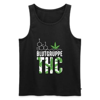 Blutgruppe THC | Lustiges Cannabis Druffi Geschenk - Männer Premium Bio Tank Top - Schwarz - Vorne - Michal (187cm)