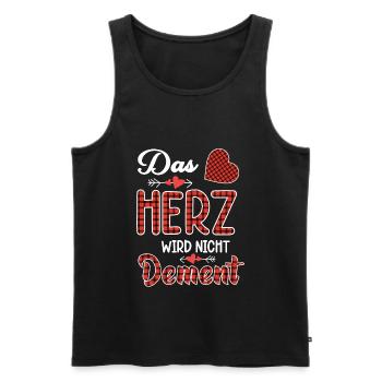 Das Herz wird nicht dement | Pflege mit Herz - Männer Premium Bio Tank Top - Schwarz - Vorne - AI Model Male 178 light (178cm)