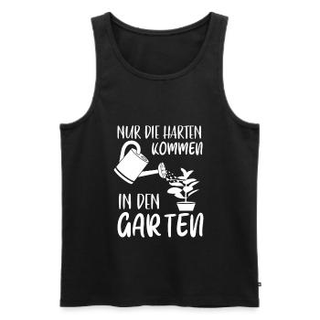Nur die Harten kommen in den Garten | Gärtner - Männer Premium Bio Tank Top - Schwarz - Vorne - Michal (187cm)