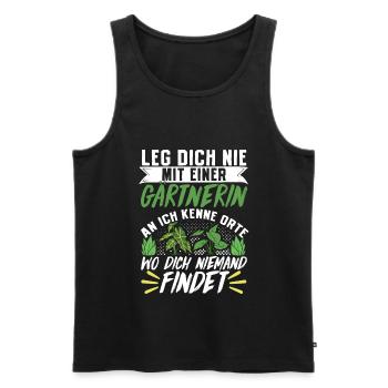 Leg Dich Niemals Mit Einer Gärtnerin An Gärtner - Männer Premium Bio Tank Top - Schwarz - Vorne - Michal (187cm)