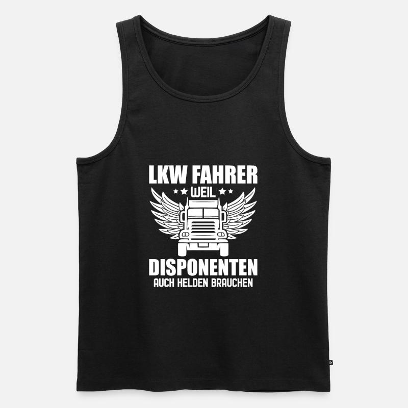 LKW Fahrer weil Disponenten auch Helden brauchen - Männer Premium Bio Tank Top - Schwarz