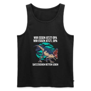 Wir essen jetzt Opa Satzzeichen Leben retten - Männer Premium Bio Tank Top - Schwarz - Vorne - AI Model Male 178 light (178cm)