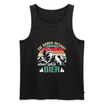 Sie haben gesagt oben gibts Bier Wanderer Wandern - Männer Premium Bio Tank Top - Schwarz - Vorne - Michal (187cm)