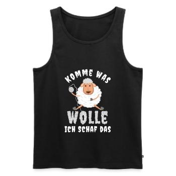 Komme was wolle ich schaf das Motivation Mut - Männer Premium Bio Tank Top - Schwarz - Vorne - Michal (187cm)