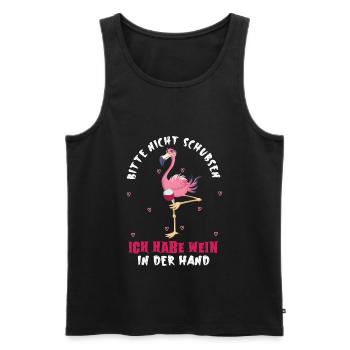 Bitte nicht schubsen ich habe Wein in der Hand - Männer Premium Bio Tank Top - Schwarz - Vorne - AI Model Male 178 light (178cm)