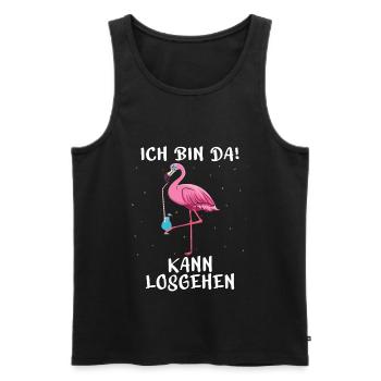 Ich bin da kann losgehen Flamingo Party Saufen - Männer Premium Bio Tank Top - Schwarz - Vorne - Michal (187cm)