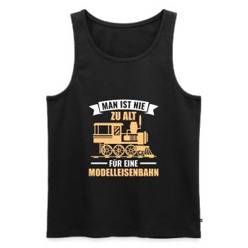 Man ist nie zu alt für eine Modelleisenbahn - Männer Premium Bio Tank Top - Schwarz - Vorne - Michal (187cm)