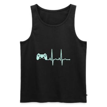 Gamer Heartbeat Zocker Herzschlag Geschenk - Männer Premium Bio Tank Top - Schwarz - Vorne - Michal (187cm)